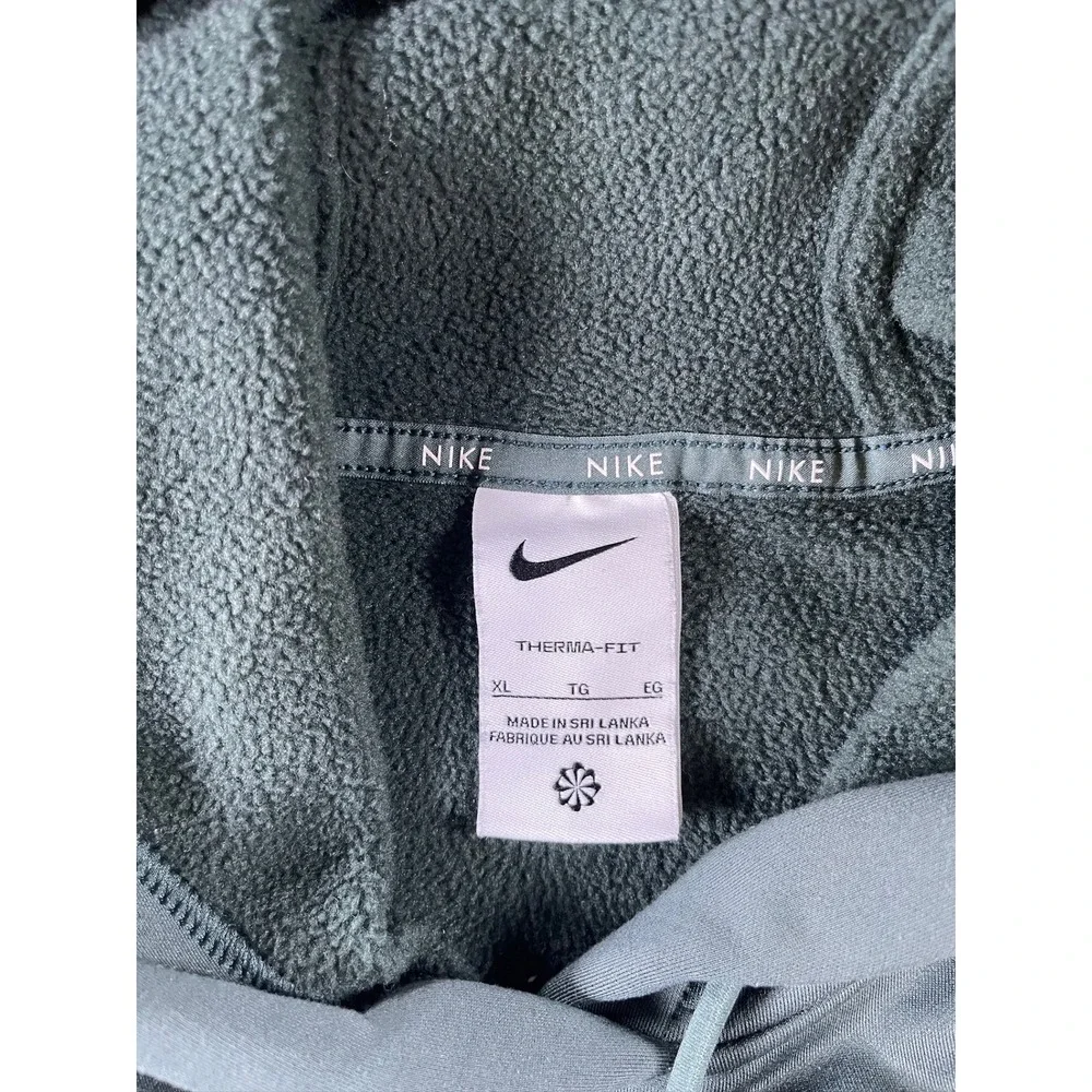 Nike Therma-FIT Hoodie Mens XL Green Fleece Pullover Graphic Sweatshirt